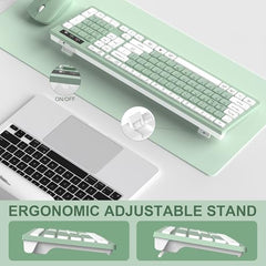 Wireless Keyboard and Mouse Combo, Full-Sized Wireless Keyboard and Adjustable DPI Mouse, 2.4GHz USB Receiver, Keyboard and Mouse for PC, Windows, Desktop, Laptop (Orange-B)