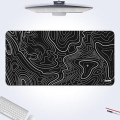 White Topographical XXL Gaming Deskmat 900x450mm – Extended Mousepad for PC