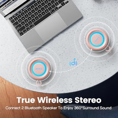 Deeyaple Portable Bluetooth Speaker, IP67 Waterproof Mini Bluetooth Speaker Wireless V5.3 with Stereo Sound,All Day,TWS Pairing,LED Light,Gift for him/her (Red)