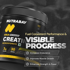 Nutrabay Pure Series Micronised Creatine Powder Monohydrate, Pre/Post Workout Bodybuilding, Crossfit Supplement, 250 g (Unflavoured)