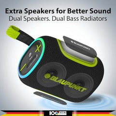 Blaupunkt ATOMIK OMG ATOM 60W Portable Bluetooth Speaker, Advanced DSP Sound, 100 Years German Legacy Audio, Jazzy Aura Party Neon Lights, IPX6 Splashproof & Dustproof, Wireless Outdoor Travel Speaker
