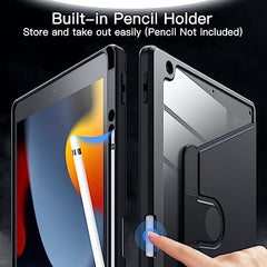 JETech 360° Rotating Case for iPad 9th/8th/7th Gen 10.2", Black