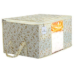 Kuber Industries Non-Woven Underbed Storage Bag|Clothes Storage Organizer|Blanket Cover With Clear Window|Zipper Closure&Handle Cloth Organizer|Plain White Border|Large|Pack Of 6|Royal Blue,32Cm,48Cm