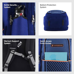 HARISSONS Verge Men’s Travel Laptop Backpack | Fits 15.6" Laptop | 40L Lightweight | USB Port, Water-Resistant, Hidden Pocket, Luggage Strap | Work, Commute & Travel (Black & Teal)