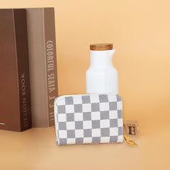 SYGA New Chex Design Card Bag Fashion Multi-Card Business Card Bag Zipper Coin Purse Card Holder Supports(CHEX-White-Style-6)
