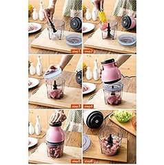 All in One Capsule Cutter Quatre Food Chopper| Food Processor Multi-Purpose Vegetable Fruit Blender Mixer| Meat Grinder Crusher with Top Pushing Button| Mixy & Juicer