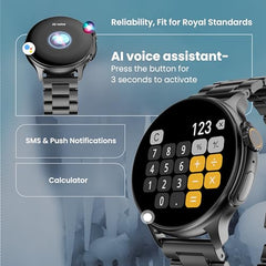 GOBOULT Crown R Pro 2 Smartwatch 1.43''HD AMOLED Display,BT Calling 5.2,600Nits Brightness,IP67,150+Watchfaces, 120+Sports Modes, AI Voice Assistant, SpO2 Monitoring(Charcoal Black)