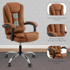 Casa Haus Italia Premium Leatherette Office Chair for Work | Boss Chair, Ergonomic Executive, Luxurious Cushioned Arms & Seat, 2 Point Back Massager, Heavy Duty Metal Base (Burgundy)