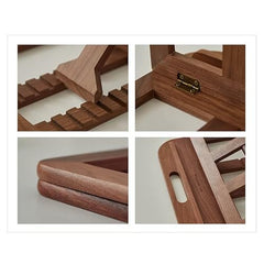 Artistic Gifts Handcrafted Wooden Laptop Stand for Desk with Adjustable Height, Foldable Riser for Laptop, Compatible for for iPad MacBook Pro Notebook HP Dell Devices Up to 15.6 inches (Walnut)