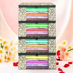 Kuber Industries Clothes Organizer For Wardrobe (Pack of 3 Each) 2-in-1 Combo Storage Organizer For Saree and Blouse - Dress Organizer For Wardrobe - Saree Covers With Zip (Maroon)