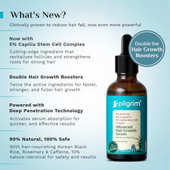 Pilgrim Advanced Hair Growth Serum with 3% Redensyl & 4% AnaGain -100ml | New Hair Growth in 28 Days, Korean Black Rice, Rosemary, Reduce Hair Fall, Hair Regrowth, Increase Hair Density, Thicker Hair