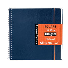 MENORAH - Artist Square Sketch Book - 180 GSM - Square Drawing Book - (100 Pages/50 Sheets) - Hard Metal Spiral Bound - (15.0 cm x 15.0 cm) - Pink