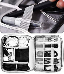 House of Quirk Electronics Accessories Organizer Bag, Universal Carry Travel Gadget Bag for Cables, Plug and More, Perfect Size Fits for Pad Phone Charger Hard Disk (Sky Blue)