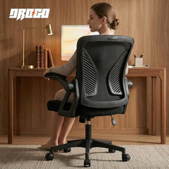 DROGO Comfortwing Premium Ergonomic Office Chair for Work from Home, High Back Computer Chair with Breathable Mesh, Armrest, Adjustable Seat, Rocking & Winged Back | Mesh Chair for Office (White/Blue)