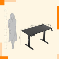 amazon basics Surface Lite Height Adjustable Table for Office Work & Home | Adjustable Height | Ergonomic & Spacious | Sit & Standing Desk | Digital Display (Black)