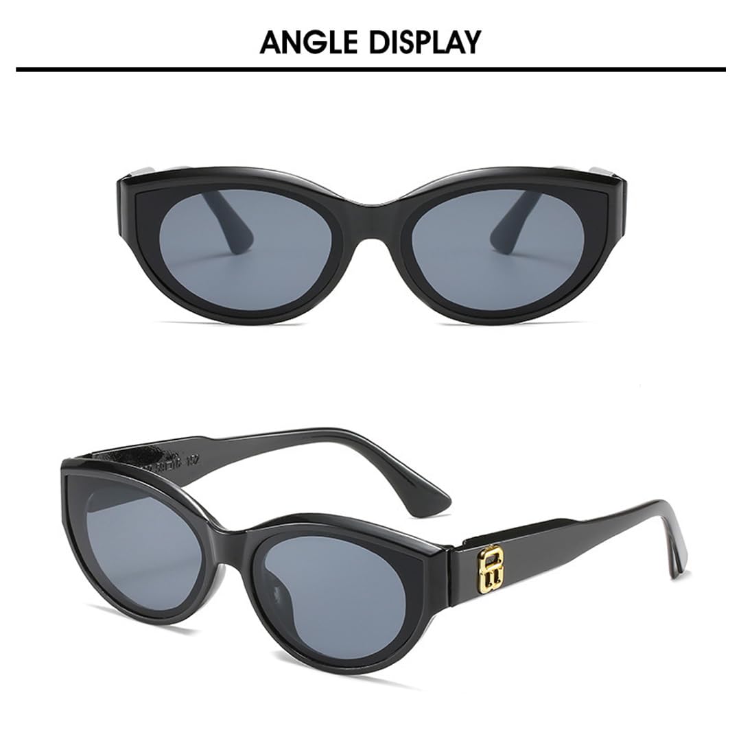 SYGA Style Retro Cat-Eye Sunglasses For Women, High-End Sense Ins Concave Shape Sunglasses (Black)