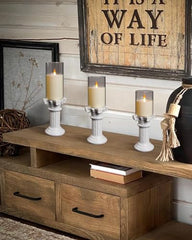 CAVY LED Glass Pillar Candles Light with Acrylic Fiber Glass | Flameless Smokeless Decorative LED Candles Faux Dancing Wicks | Perfect for Diwali Decoration, Home Decor, Gifting, Wedding (Set of 5)