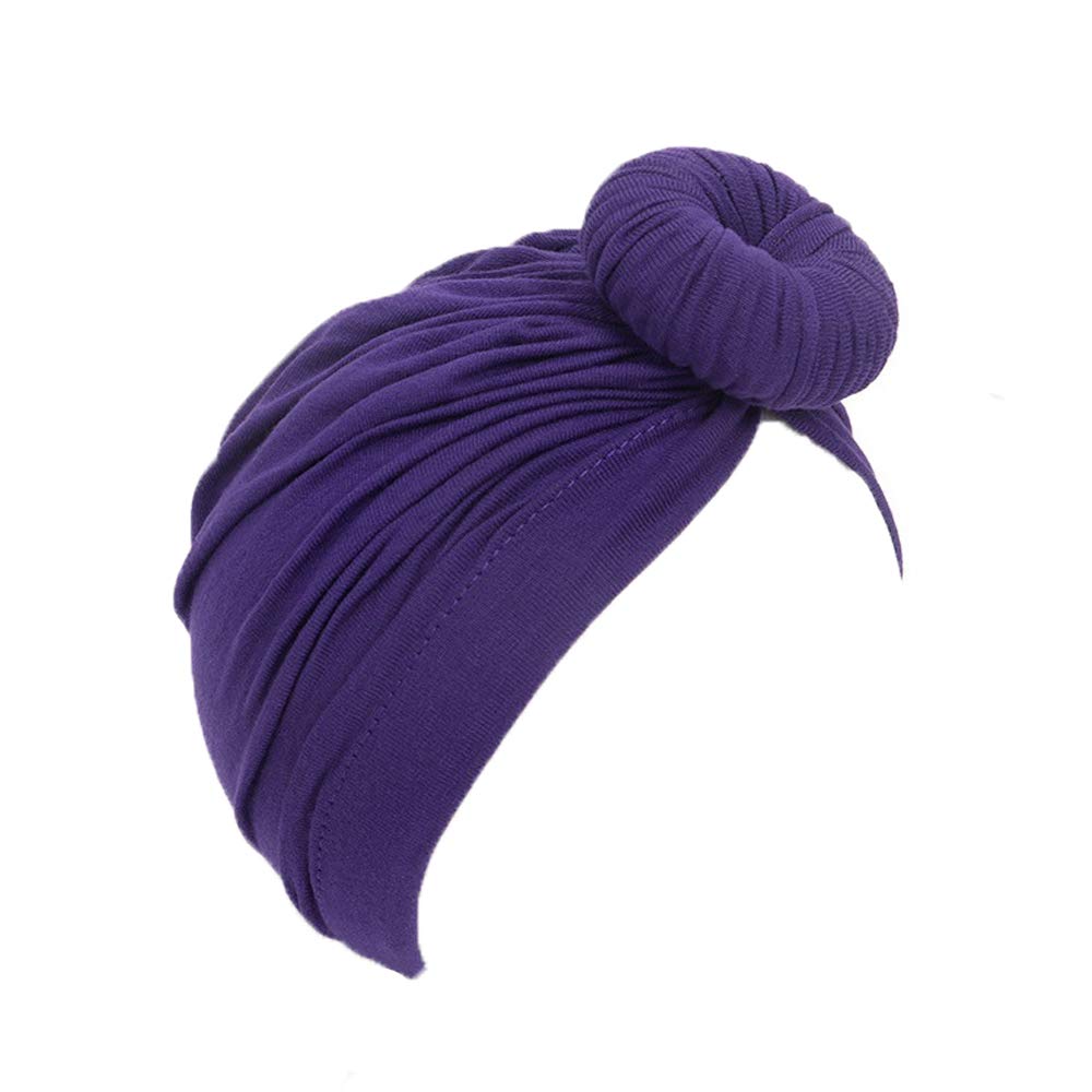 SYGA Unisex Cotton Turban Hat (Pack Of 1) (TurbonHeadWrap_Black_Black_S)