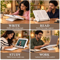 Sunchhaya Acrylic Book Stand for Reading – Clear Adjustable Book Holder with 360° Rotating Base, Foldable Reading Stand for Desk, Cookbook, Tablet & Laptop Stand, Height & Angle Adjustable (R22H)