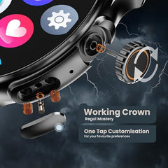 GOBOULT Crown R Pro 2 Smartwatch 1.43''HD AMOLED Display,BT Calling 5.2,600Nits Brightness,IP67,150+Watchfaces, 120+Sports Modes, AI Voice Assistant, SpO2 Monitoring(Charcoal Black)
