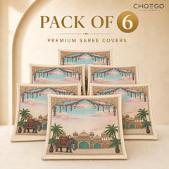 Choego New Season Wedding Print Saree Cover Pack of 12 | Zip closure, Doli Print Reusable storage bags, Ideal for bridal designer sarees, Wardrobe organizer, One side transparent