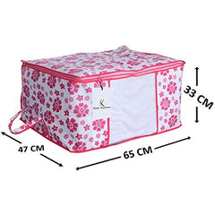 Kuber Industries Leheriya Design Underbed Storage Bag, Storage Organiser, Blanket Cover Set Of 3 (Royal Blue, Non-Woven), 65 x 47 x 33 Centimeters