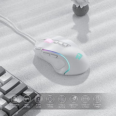 Redragon M612AK PRO RGB Gaming Mouse, 8000 DPI Wired/Wireless Optical Mouse with 9 Programmable Buttons & 7 Backlit Modes, BT & 2.4G Wireless, Software Supports DIY Keybinds Rapid Fire Button