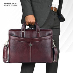 HAMMONDS FLYCATCHER Genuine Leather Office Bag for Men, 15.6 Inch Professional Brown Laptop Bag for Men, Adjustable Strap & Multi Compartments, 1 Year Warranty - Office, Travel, Daily Use