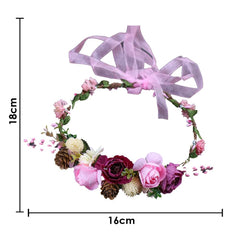 SYGA Flower Tiara Headband and Flower Floral Hair Bands Floral Garland For Women Bride Wedding Vine Tiara Bridal Crown Hair Accessory - Pink