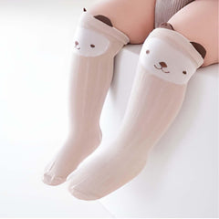 MOMISY 3 Pairs of Baby Kids Children Anti Skid Sleep Spring Winter And Autumn Combed Cotton Long Tube Knee-High Socks (YellowBlueKhaki, 0-1Y)