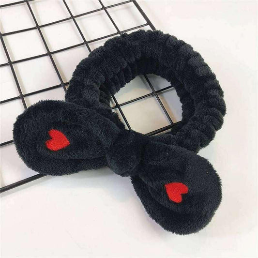 MOMISY Elastic Women's Hair Band Wash Face Spa Headband-Washable Facial Band Makeup Wrap Headbands Fits All Head Sizes (Black)