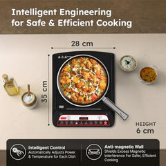 Prestige PIC 20 WIZ 1600W Induction Cooktop(Black, Automatic Whistle Counter, Indian Menu Option)