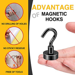 DIYMAG Magnetic Hooks 15pcs 30lbs Cruise Essentials 2026 Magnet Hook | Neodymium Heavy Duty Strong Magnets Hanging Ship Cabins Refrigerator Fridge Classroom Beach Vacation Kitchen Grills Home Tool