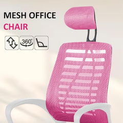 Casa Copenhagen Mesh Mid Back Office/Study/Computer/Revolving/Desk Chair for Work from Home -Metal Base, Height Adjustable Seat - Grey Milange & Black Handle