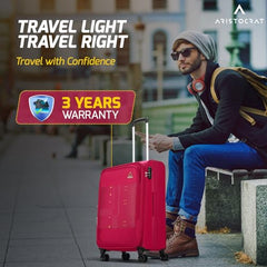 Aristocrat Duralite Set of 3 Soft Case (S+M+L) Trolley Bags, Red | 8-Wheels, Spacious, Zipper Expander, Front Pocket, Polyester Case, Combination Lock, Travel Luggage, 3-Year Global Warranty
