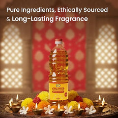 Om Shanthi POOJA MADE PURE Cycle Pure Om Shanthi Puja Oil, Blend Of 5 Puja Oils With Jasmine Fragrance for Daily Puja, Festivals - Pack Of 2 (1 litre per Pack)