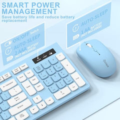 Wireless Keyboard and Mouse Combo, Full-Sized Wireless Keyboard and Adjustable DPI Mouse, 2.4GHz USB Receiver, Keyboard and Mouse for PC, Windows, Desktop, Laptop (Orange-B)