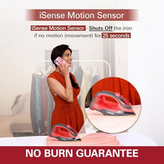 Hamilton Beach Helios, No burn with Isense, 3-in-1 Iron, 120g Turbo Steam | 120g Turbo Steam, 30g Continous Steam, Steam Iron for Clothes, No Fabric Selector