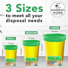Honest Home Garbage Bags Medium - Green | 120 Bags | 30 Bags x 4 boxes | Leak-Proof & Tear-Resistant | 19 x 21 Inches Drawstring Dustbin Bags
