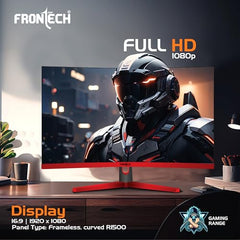 FRONTECH Ultima Series 24 Inch Curved LED Monitor, Refresh Rate 100Hz, 3500R Curve, Full HD 1080p, Built in Speaker, Bezel Less Design, HDMI & VGA Ports, 3 Years Warranty (MON-0088, White)