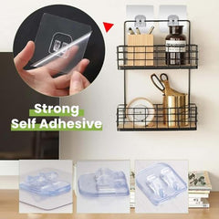 T ESSENTIALS Multipurpose Transparent Self Adhesive Wall Hooks Strong Sticky Heavy Hooks for Bathroom Kitchen Adhesives Hook for Shower Caddy Storage Shelves (Pack of 4)