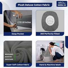 GADDA CO 100% Waterproof Premium Cotton Feel Mattress Protector King Size 78x72 Inch|Ultra Soft Breathable & Fitted Bed Protector Terry Cover Double Bed (6.5x6 feet, Fits 10 Inches, Grey)