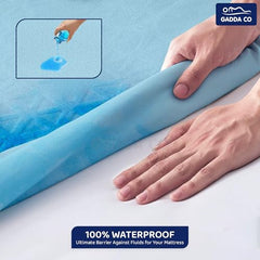 GADDA CO 100% Waterproof Premium Cotton Feel Mattress Protector King Size 78x72 Inch|Ultra Soft Breathable & Fitted Bed Protector Terry Cover Double Bed (6.5x6 feet, Fits 10 Inches, Grey)