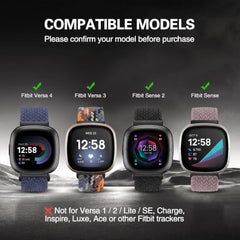 KEYSJEFF Nylon Watch Strap Compatible with Fitbit Versa 3/Versa 4/Fitbit Sense/Sense 2 Braided Elastics Sport Watch Band Adjustable Magnetic Buckle Straps Women Men (Not Include Watch) (Cowboy Colorful)