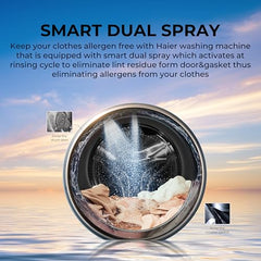 Haier 10Kg, 5 Star, AI Smart Wash, Hygiene Refresh with Inbuilt heater, 525 mm Super Drum, Direct Motion Motor, WiFi Fully Automatic Front Load Washer (EFL120-DM14IEIS8U1 | Dark Jade Silver)