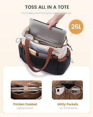 Bayne Tote Bag for Woman | Laptop Bags for Women Office Use | Waterproof Handbag for Women | Elegant Office Bags for Woman (Cream & Black)