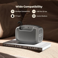 UBON Yodha SP-42, 10 watt Portable Bluetooth Speaker, 10 Hours Long Playtime, RGB Lights, Multiple Connectivity Wireless Party Speaker (Black)