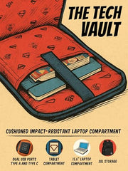 FUR JADEN Structured Smart Tech Backpack I 15.6 Inch Laptop Compartment with In-Built Tablet Sleeve I USB-C and USB-A Charging Port I Anti-Theft Pocket I Ventilated, Padded & Ergonomic (ClarkKent)