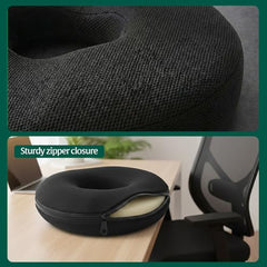 The White Willow Donut Pillow – Medium Firm HR Memory Foam Coccyx Seat Cushion for Tailbone, Hemorrhoid & Piles Pain Relief – Car & Office Chair – Above 60KG – Classic Black