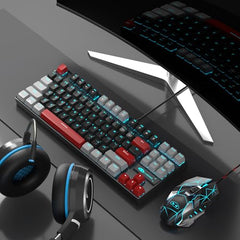MageGee 75% Mechanical Gaming Keyboard with Brown Switch, LED White Backlit Keyboard, 87 Keys Compact TKL Wired Computer Keyboard for Windows Laptop PC Gamer - Retro Grey/White